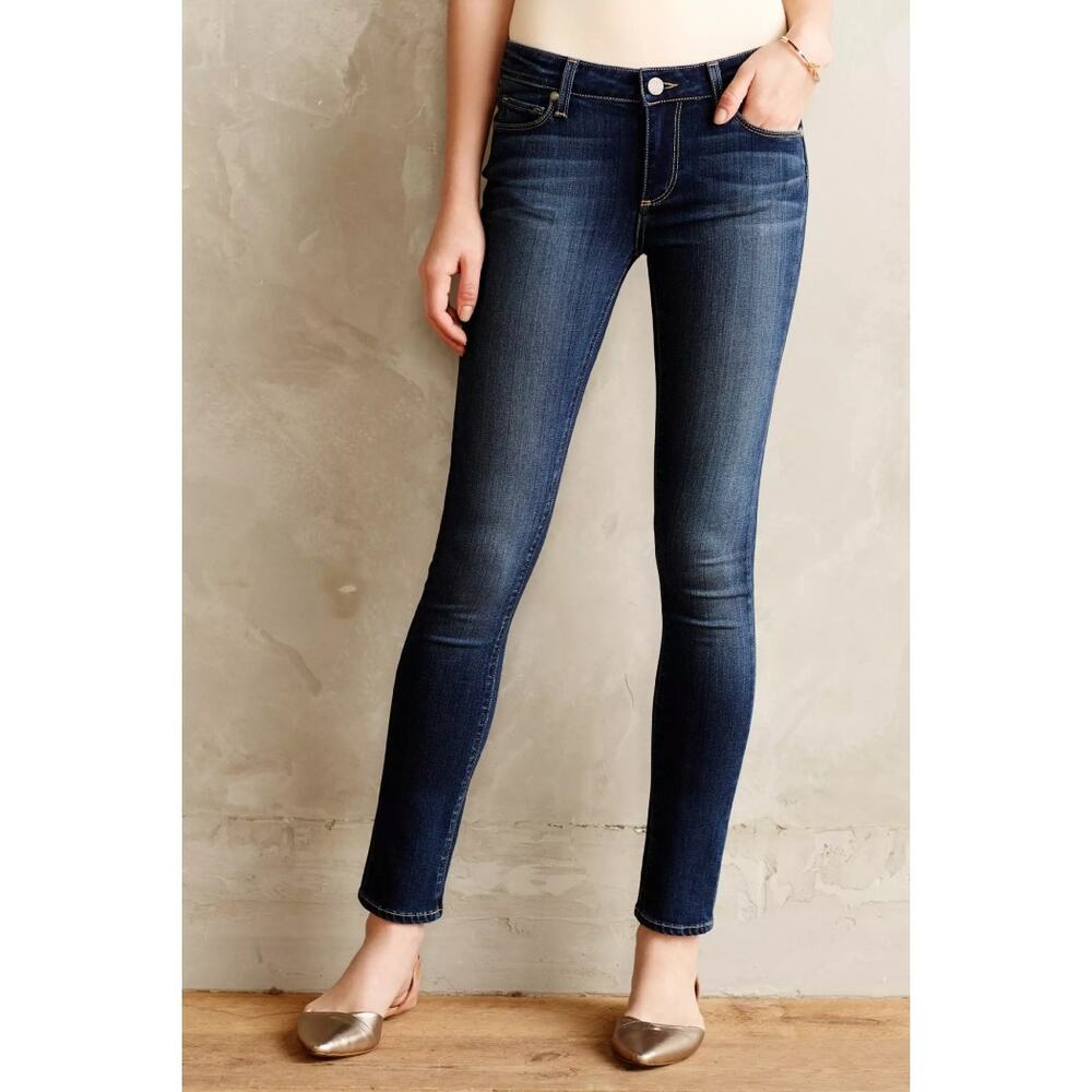 Paige Skyline Skinny Jeans Dark Wash Blue Low Rise Stretch Womens Size 26